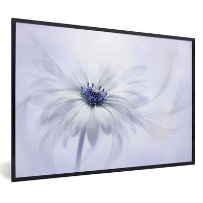 Poster - 60x40 cm - Blume - Abstrakt - Weiß