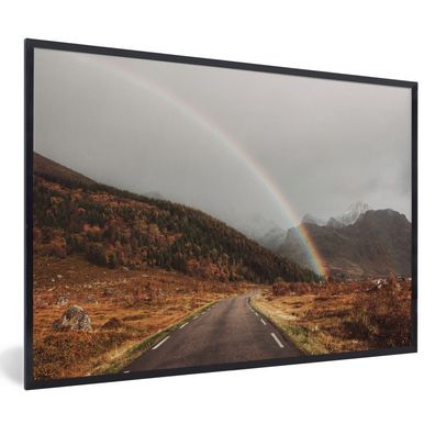 Poster - 90x60 cm - Herbst - Regenbogen - Weg