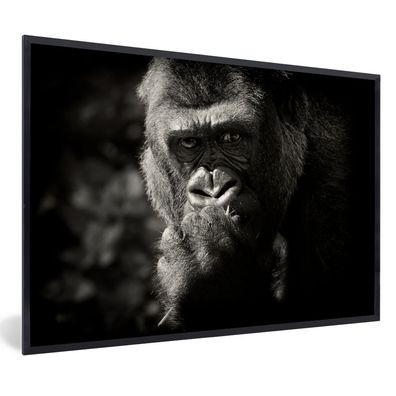 Poster - 60x40 cm - Tierprofil Gorilla in schwarz und weiß