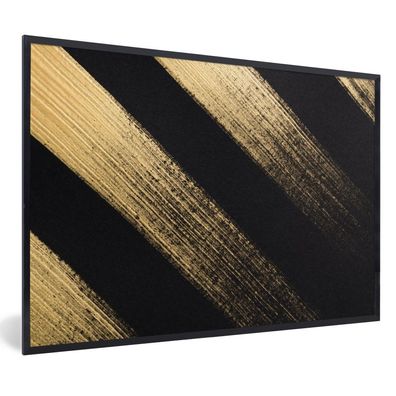 Poster - 90x60 cm - Goldene Farbstreifen auf schwarzem Hintergrund