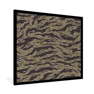 Poster - 40x40 cm - Camouflage-Muster mit Streifen