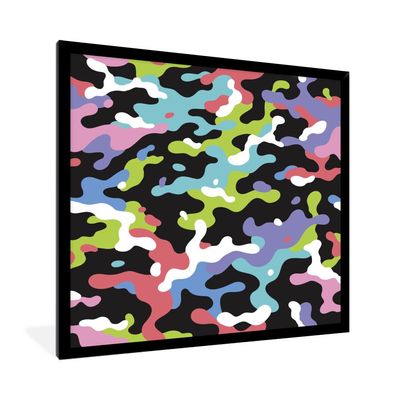 Poster - 40x40 cm - Buntes Camouflage-Muster