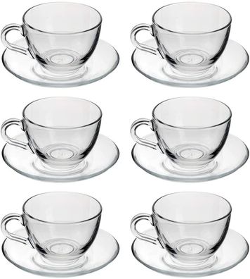 Pasabahce Dajar 6er Set Teegläser-Set Kaffee Basic Cup 12-Teilig mit Unterteller ...