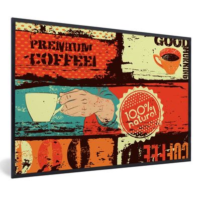Poster - 60x40 cm - Kaffee - Vintage - Farben