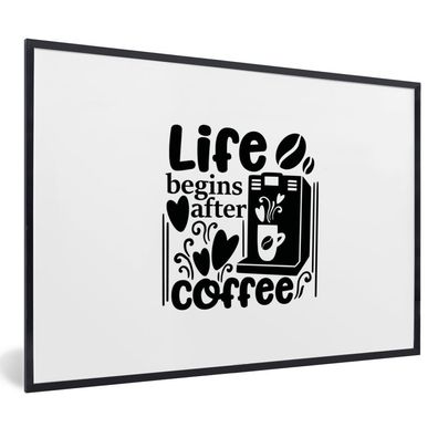 Poster - 30x20 cm - Zitat - Kaffee - Kaffeemaschine