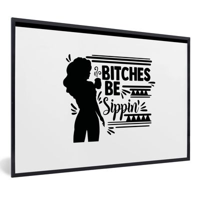 Poster - 30x20 cm - Zitat - Frau - Kaffee