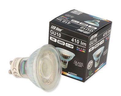 LED Line GU10 SMD 5W Leuchtmittel 410 Lumen Spot Strahler Kaltweiß Glass Einbauleu...