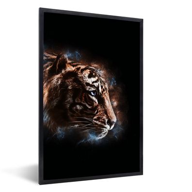 Poster - 40x60 cm - Tiger - Magie - Schwarz