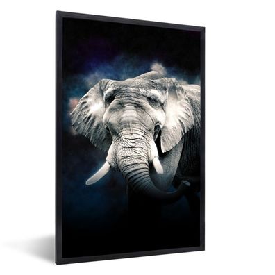 Poster - 20x30 cm - Elefant - Schwarz - Rauch