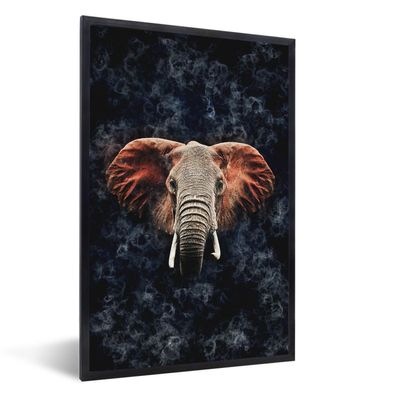 Poster - 60x90 cm - Elefant - Orange - Rauch