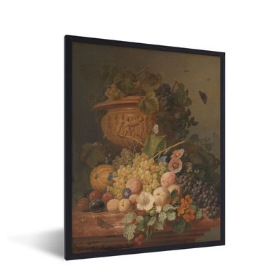 Poster - 60x80 cm - Stilleben mit Blumen und Obst - Gemälde von Eelke Jelles
