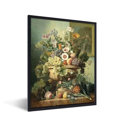 Poster - 60x80 cm - Stilleben mit Blumen und Obst - Gemälde von Eelke Jelles
