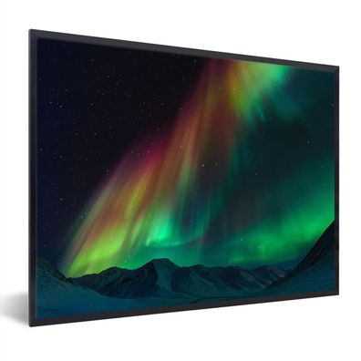 Poster - 40x30 cm - Regenbogen - Aurora - Sternenhimmel