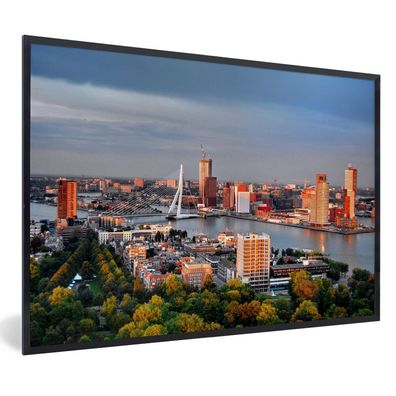 Poster - 90x60 cm - Rotterdam - Erasmus - Brücke - Skyline