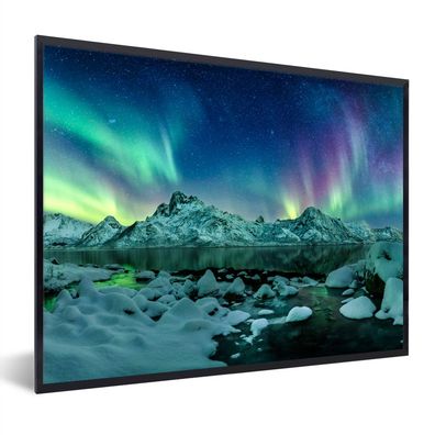 Poster - 80x60 cm - Meer - Eis - Polarlicht