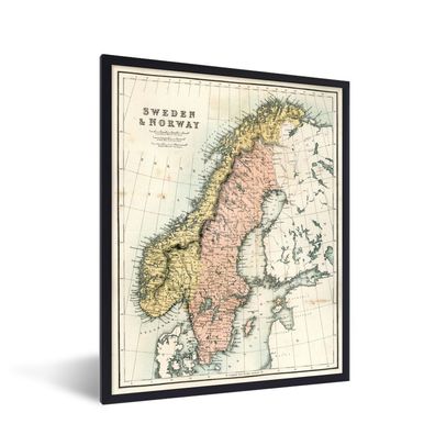 Poster - 60x80 cm - Antike Landkarte von Schweden und Norwegen