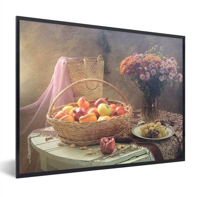 Poster - 40x30 cm - Stillleben - Blumen - Früchte