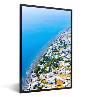 Poster - 40x60 cm - Luftaufnahme der Küste von Santorin Griechenland