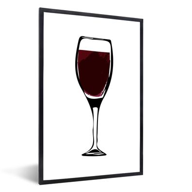 Poster - 20x30 cm - Illustration eines Weinglases mit Rotwein