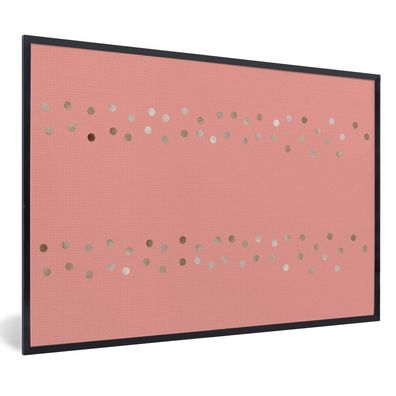 Poster - 90x60 cm - Muster - Rosa - Silber - Polka dots