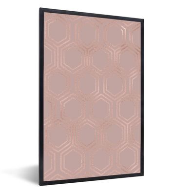Poster - 80x120 cm - Luxe - Muster - Roségold