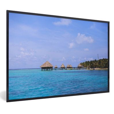 Poster - 60x40 cm - Blick auf die Hütten am Glover's Reef in Belize