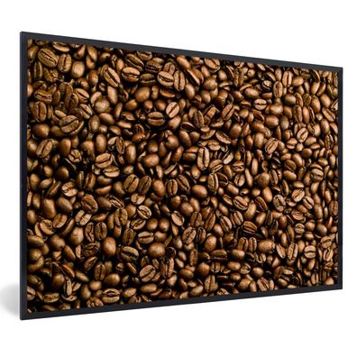 Poster - 60x40 cm - Hellbraune Kaffeebohnen in einem Stapel