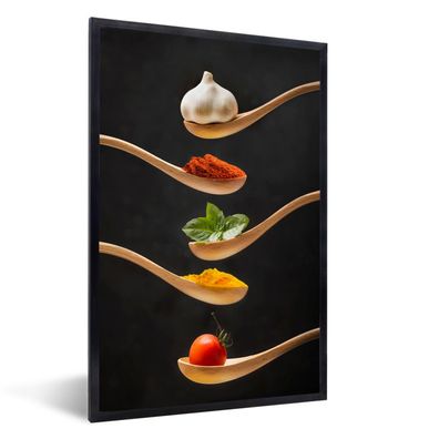 Poster - 60x90 cm - Kräuter auf einem Holzlöffel