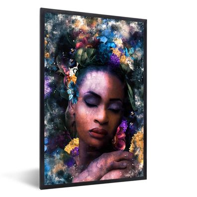 Poster - 20x30 cm - Frau - Rauch - Farben