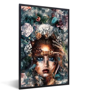 Poster - 20x30 cm - Blumen - Rauchen - Frauen