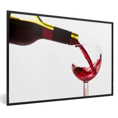 Poster - 120x80 cm - Rotwein in ein Weinglas gegossen
