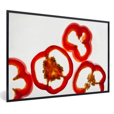 Poster - 60x40 cm - Rote Paprika in Scheiben geschnitten