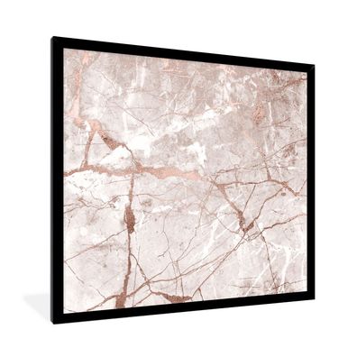 Poster - 40x40 cm - Marmor - Rosa - Rosa - Gold