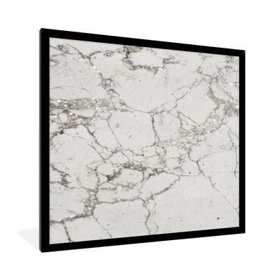 Poster - 40x40 cm - Marmor - Silber - Glitter