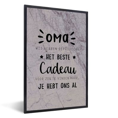 Poster - 80x120 cm - Geschenk für Oma - Du hast uns schon - Marmor Schwarz