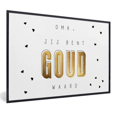 Poster - 60x40 cm - Geschenk für Frau - Oma - Du bist Gold wert - Schwarzes Gold