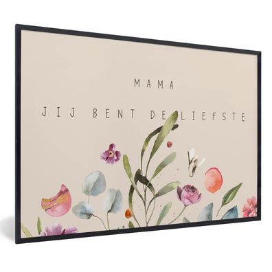 Poster - 90x60 cm - Geschenk für Frau - Mami du bist die süßeste - Rosa