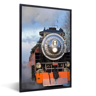 Poster - 40x60 cm - Frontansicht einer Dampflokomotive