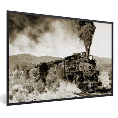 Poster - 60x40 cm - Eine antike Dampflokomotive