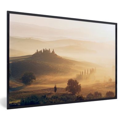 Poster - 60x40 cm - Toskana - Nebel - Sonne