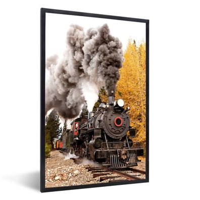 Poster - 40x60 cm - Dampflokomotive mit schönen Rauchfahnen