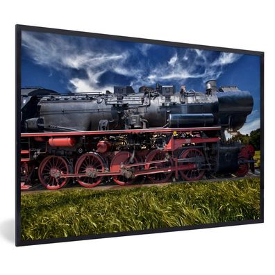 Poster - 60x40 cm - Dampflokomotive auf einem Feld