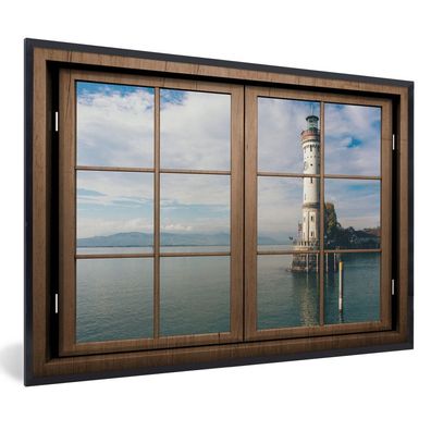 Poster - 60x40 cm - Durchblick - Leuchtturm - Meer