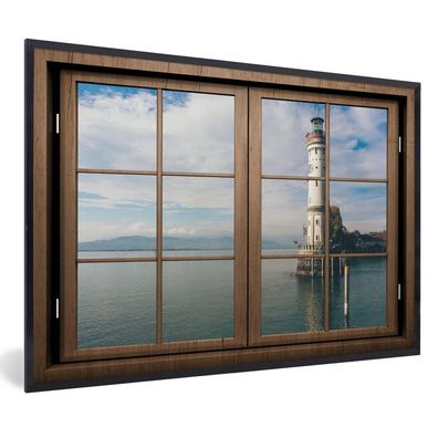 Poster - 30x20 cm - Durchblick - Leuchtturm - Meer