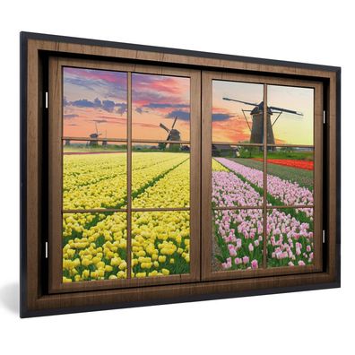 Poster - 30x20 cm - Ansicht - Mühle - Tulpen
