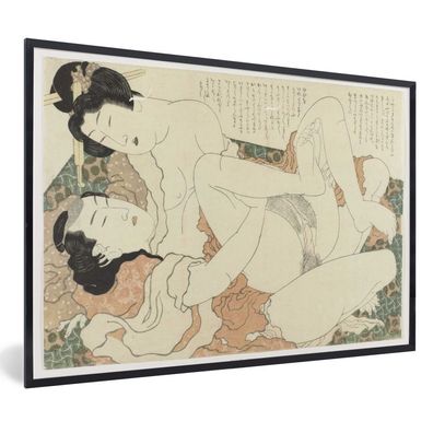 Poster - 60x40 cm - Paar beim Liebesspiel - Gemälde von Katsushika Hokusai
