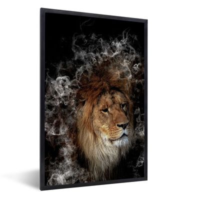 Poster - 40x60 cm - Löwe - Rauch - Abstrakt