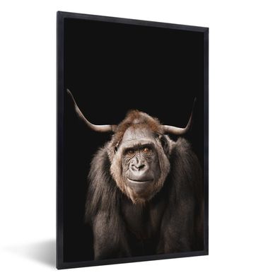 Poster - 40x60 cm - Gorilla - Schwarz - Tier