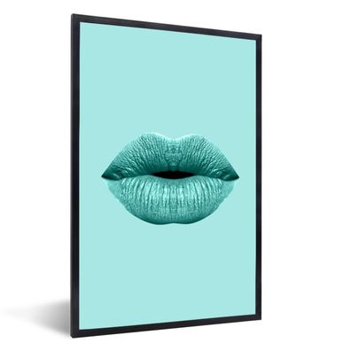 Poster - 20x30 cm - Lippen - Pastell - Blau