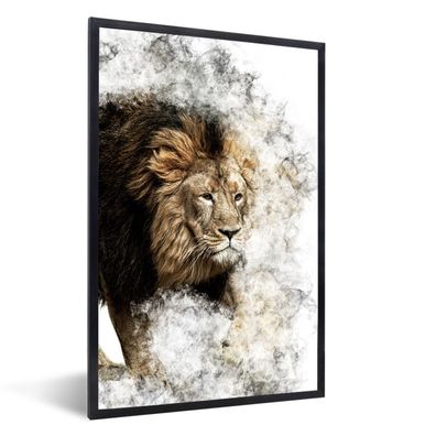 Poster - 60x90 cm - Löwe - Rauch - Abstrakt